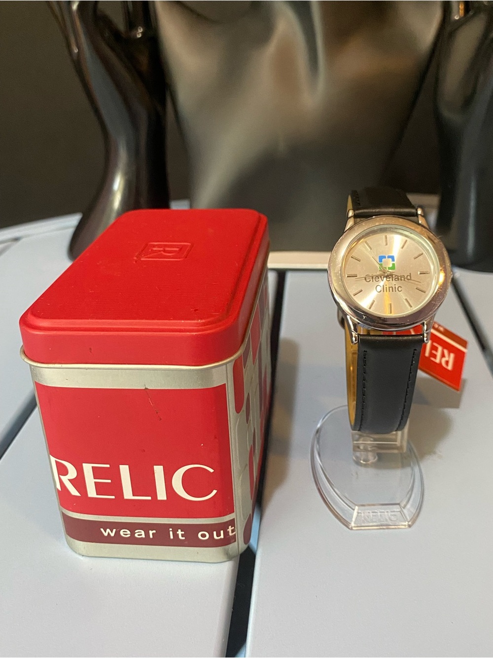 Relic by Fossil Cleveland Clinic Logo Watch Silver Tone Quartz NWT  w/ Tin